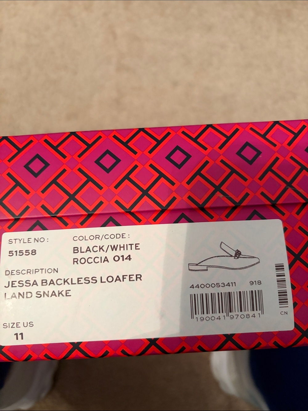 Tory Burch Black & White Tweed Chain-Trim Mules Size 11 - Picture 5 of 5